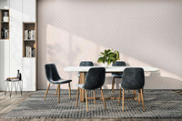 Elegant gray scallop scales used as a feature wall in a bright contemporary living room.