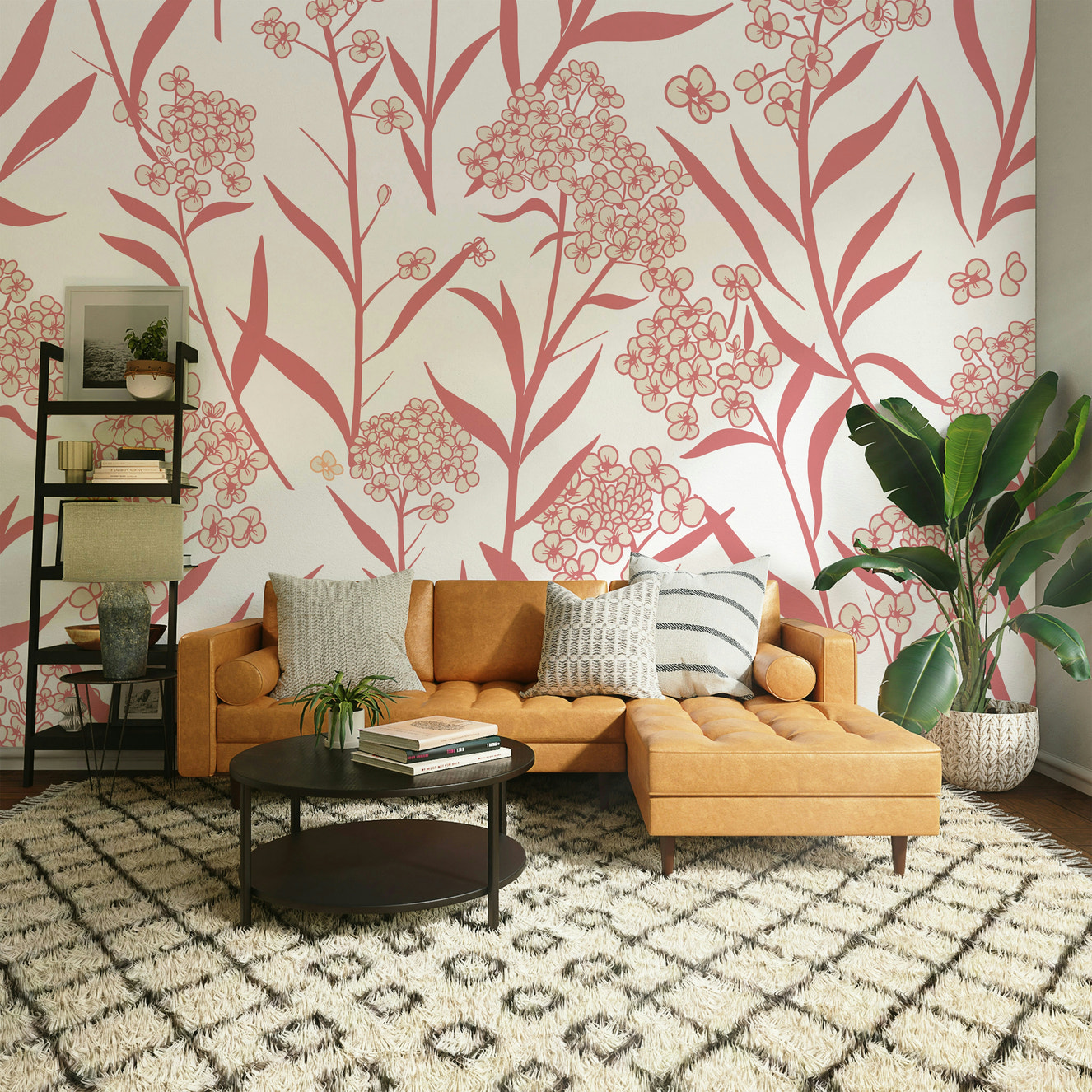 Elegant floral wallpaper with soft spring blossom print