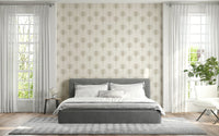 A calming wallpaper with subtle tropical palm patterns perfect for modern, serene interiors.