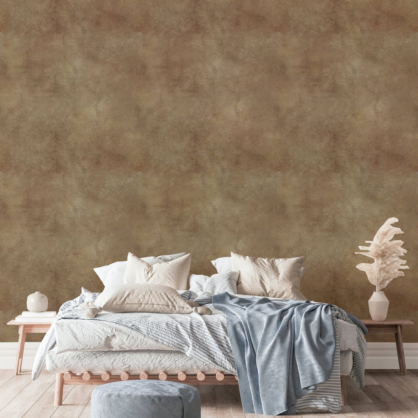Natural suede wallpaper in golden beige hue

