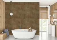 Faux leather wallpaper in tobacco brown finish

