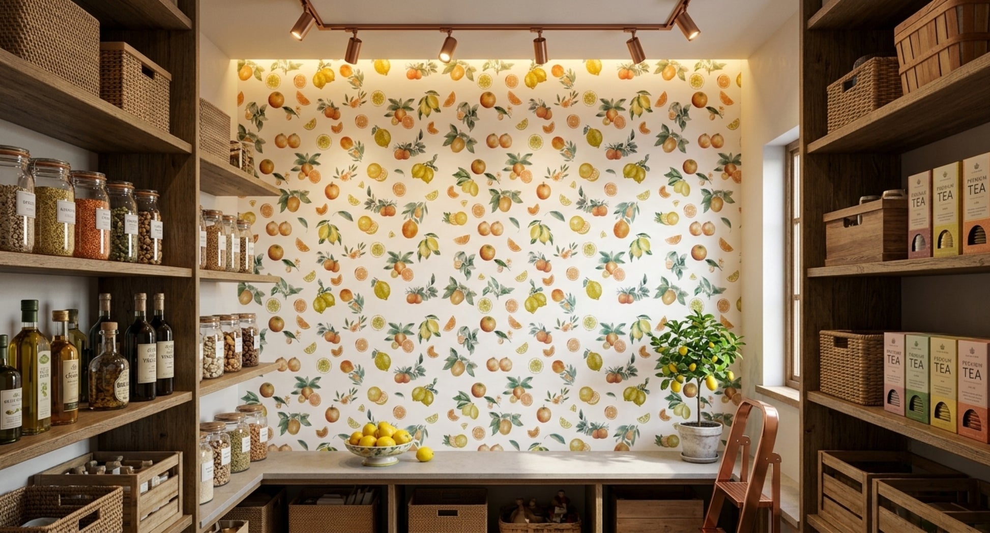 Summer Citrus Medley Wallpaper Mural for pantry