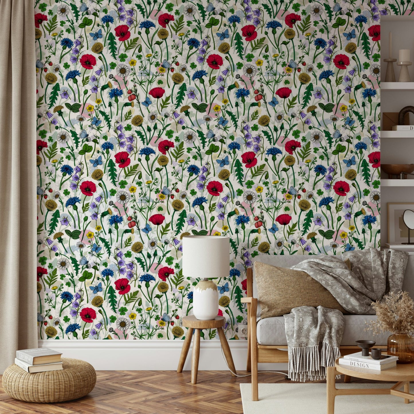 Wildflower wallpaper mural bringing nature indoors

