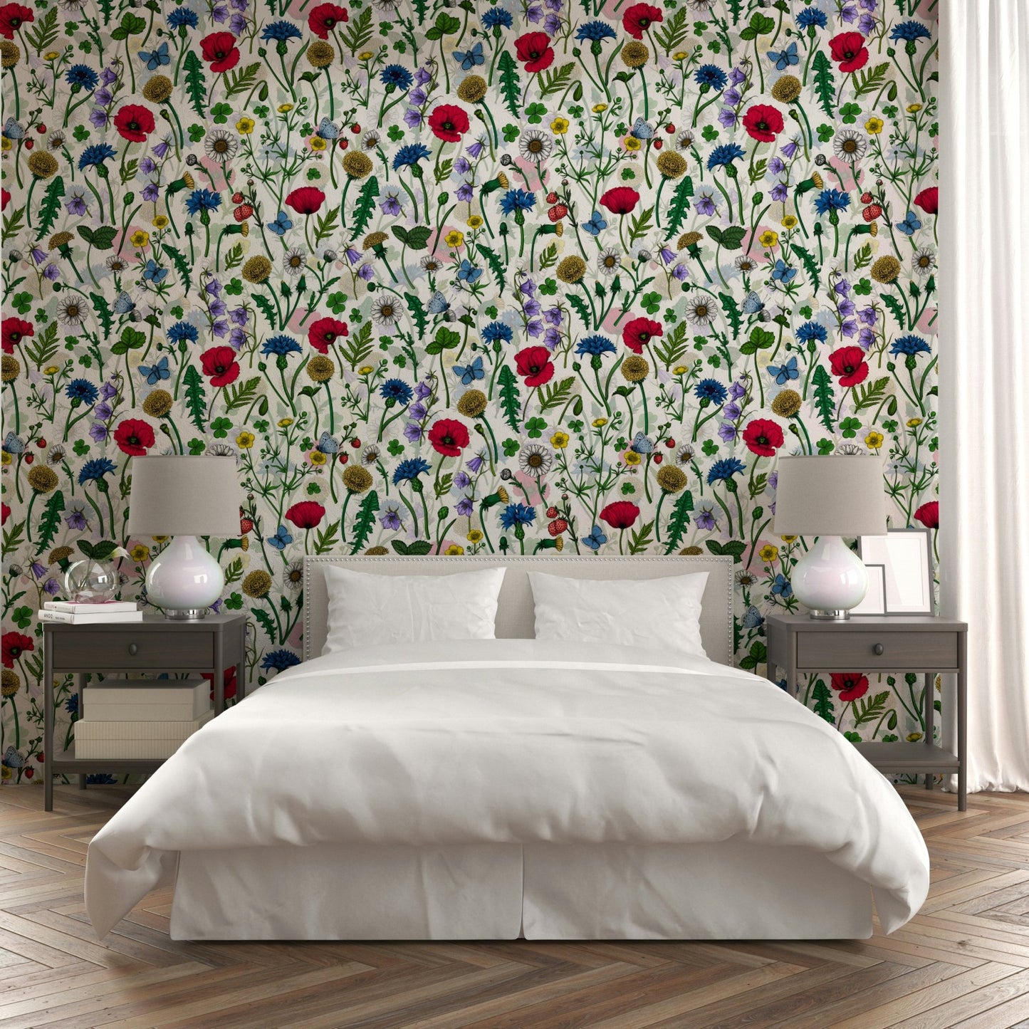 Peaceful summer meadow wallpaper for natural room decor

