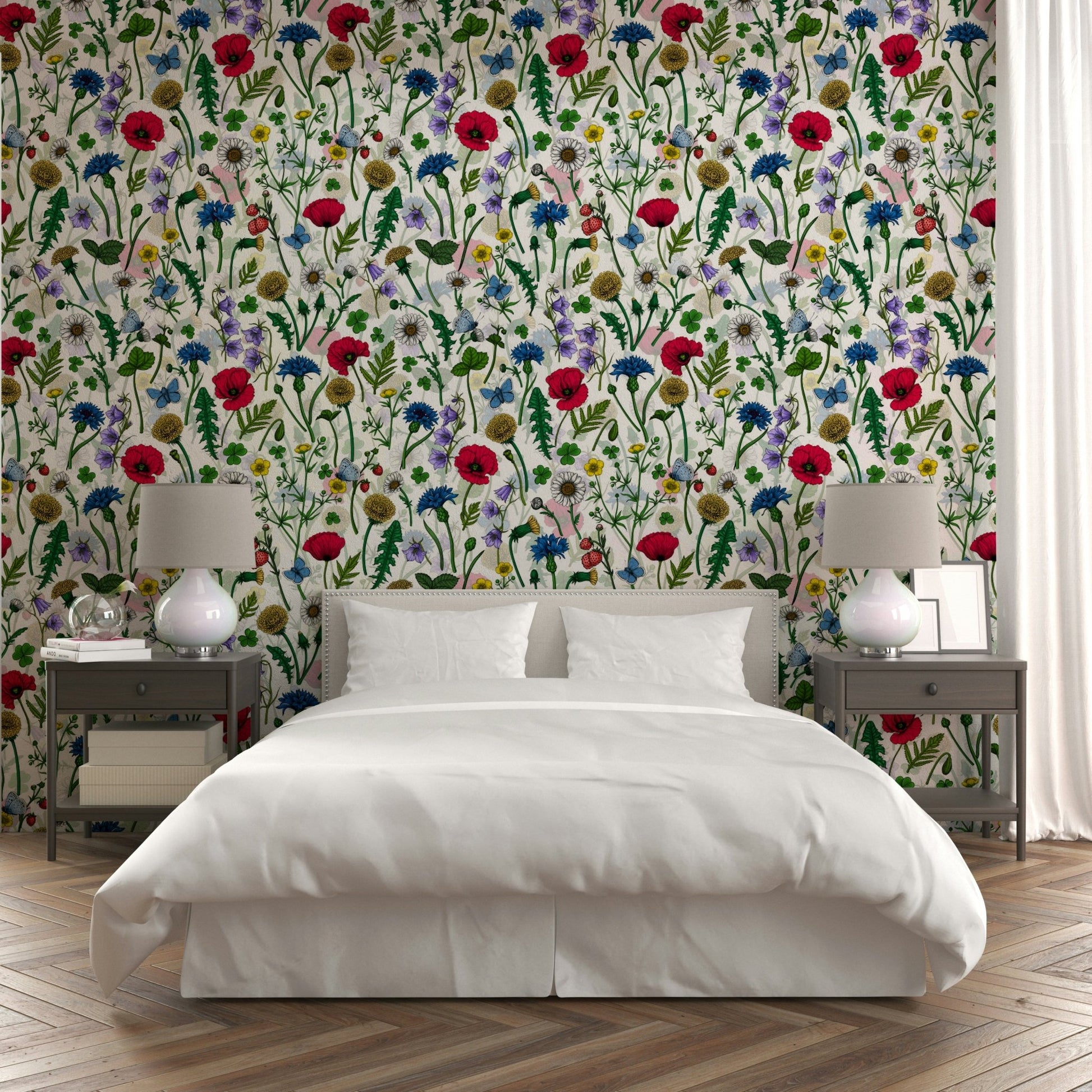 Peaceful summer meadow wallpaper for natural room decor

