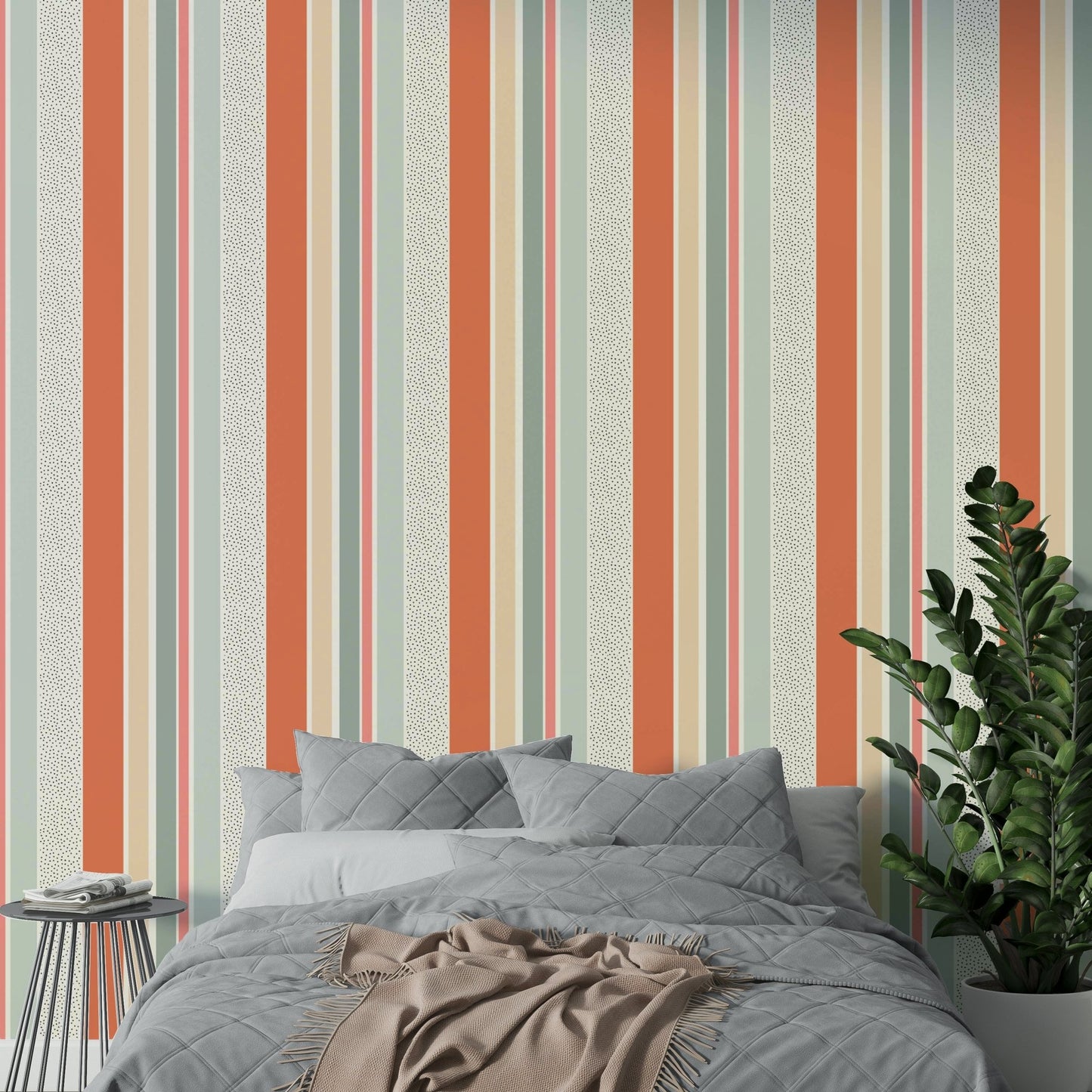 Cheerful striped wallpaper with a summer-inspired design

