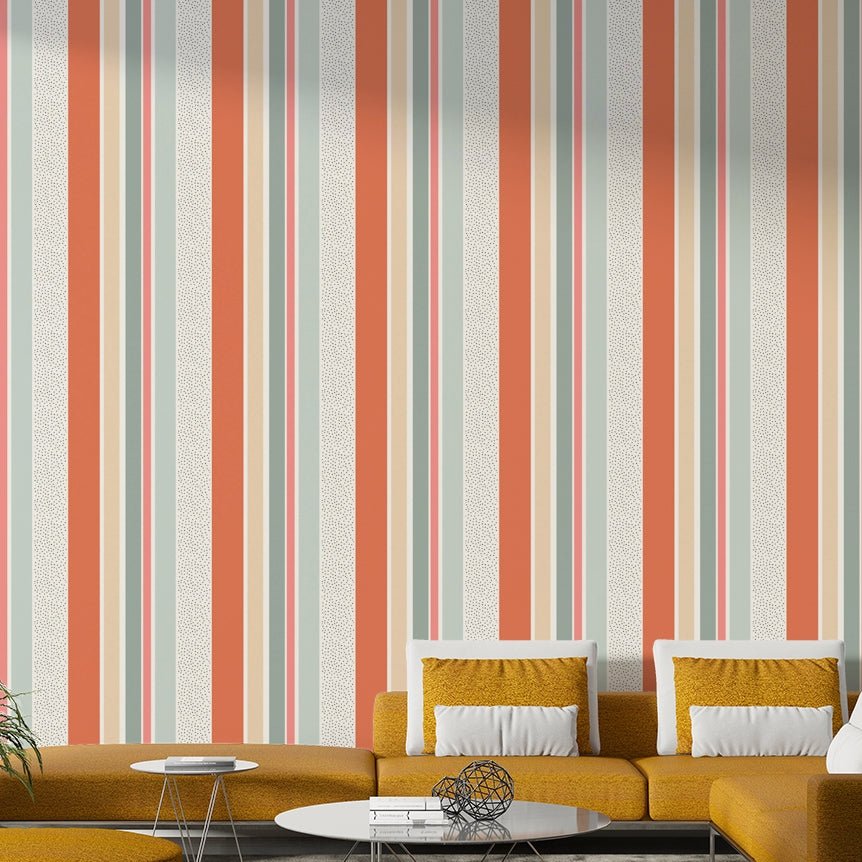 Pastel striped wallpaper with a lively summer vibe

