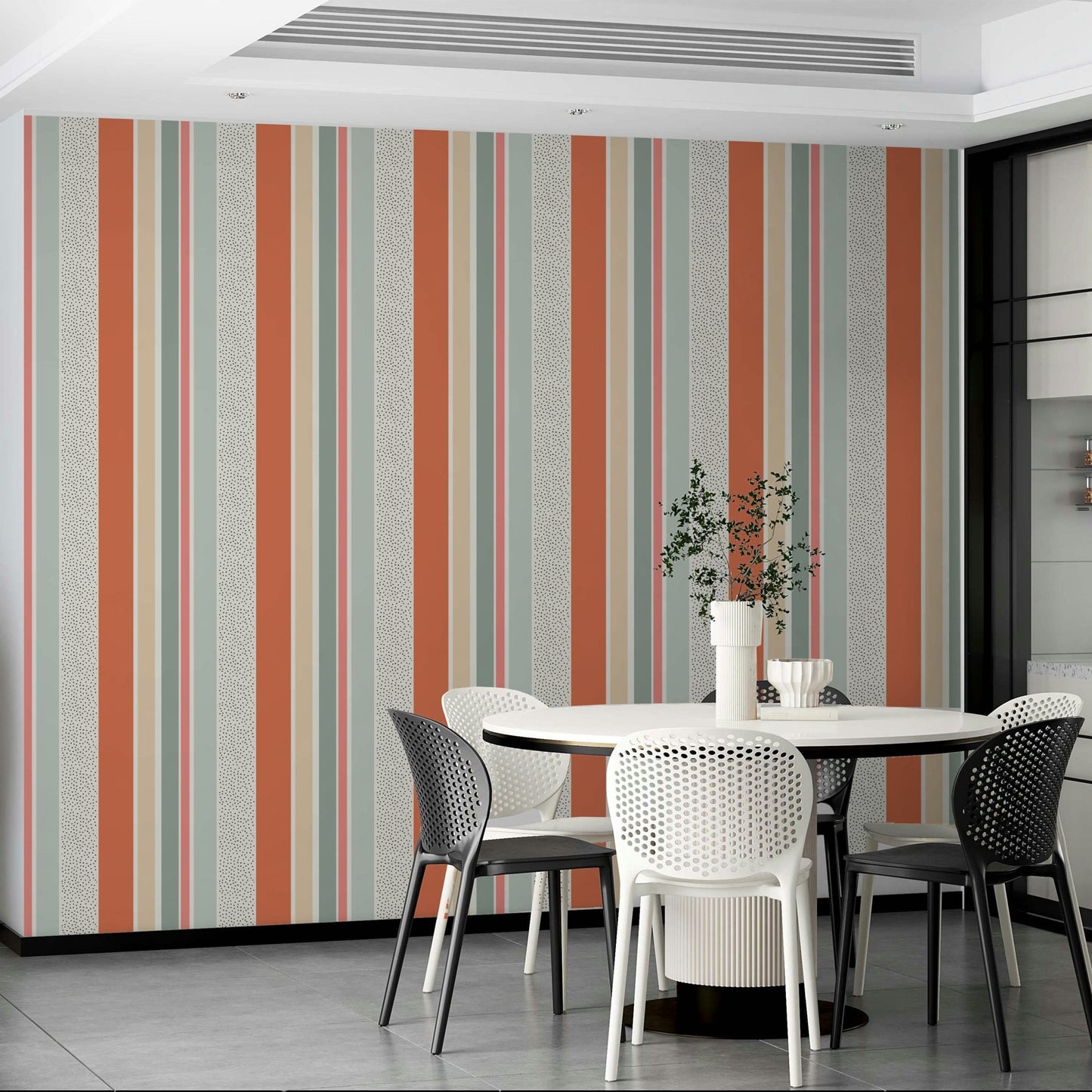 Fun summer stripes wallpaper in pastel shades

