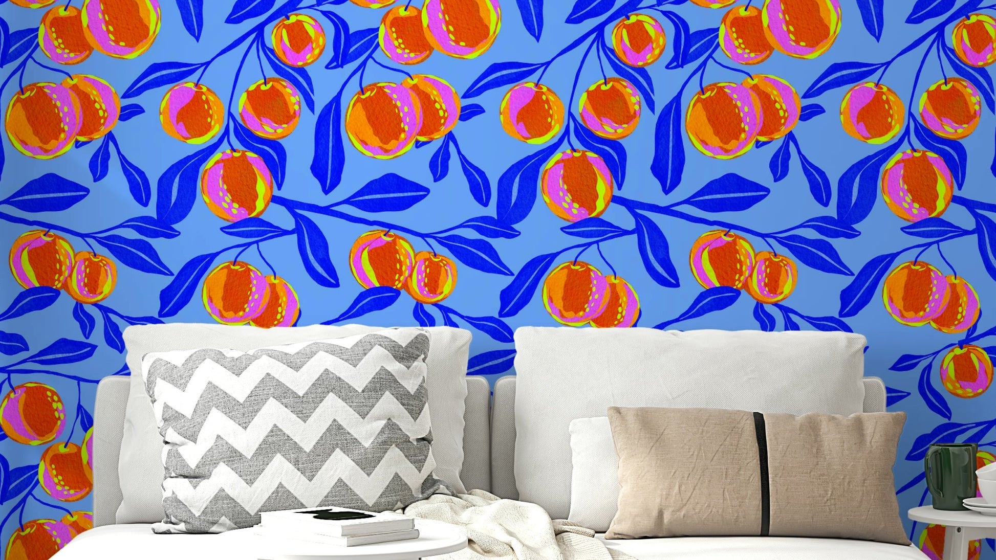 Citrus fruit wallpaper in soft yellow and orange


