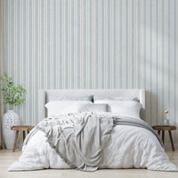 Vertical blue and white stripe wallpaper design

