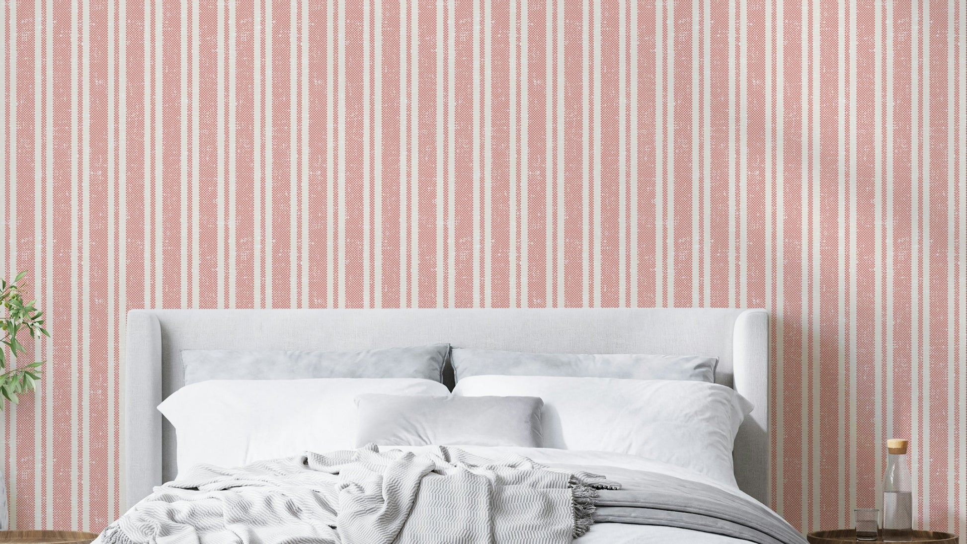 Red sunchair stripe wallpaper for bright spaces

