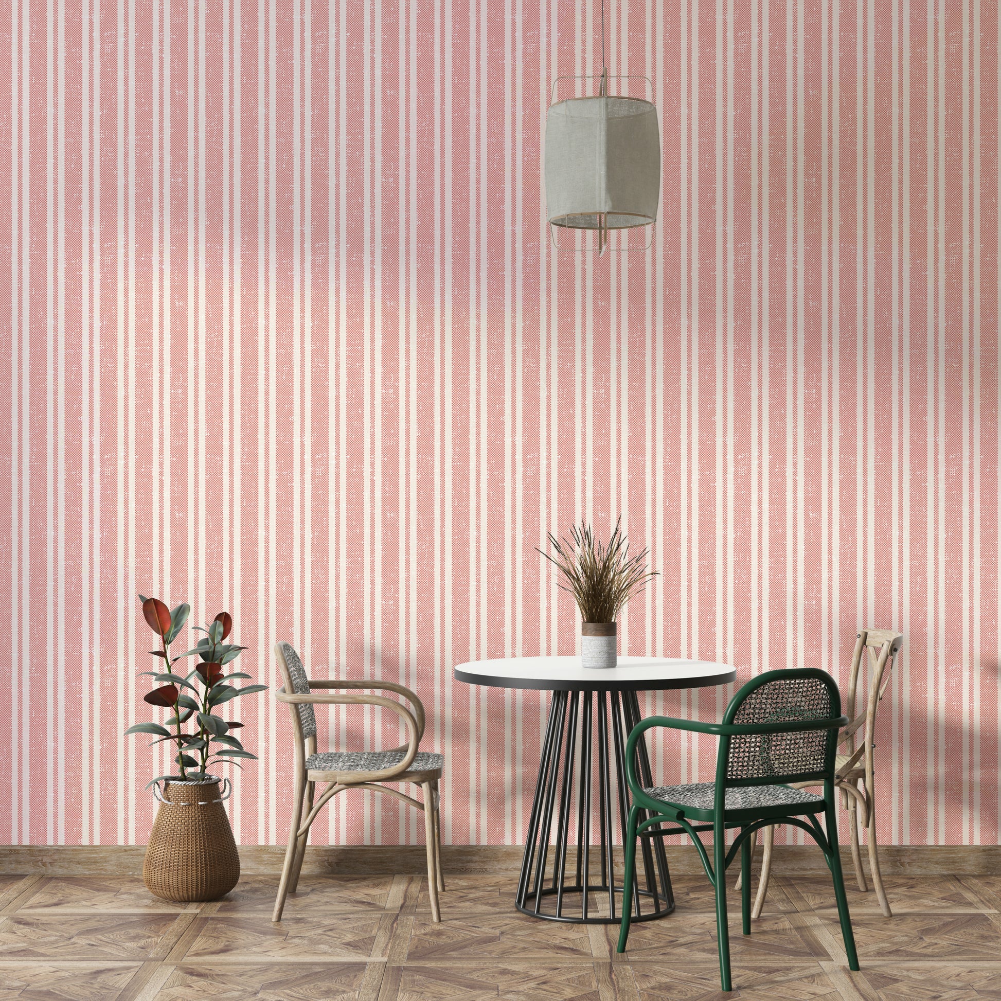 Classic red stripe wallpaper for modern interiors

