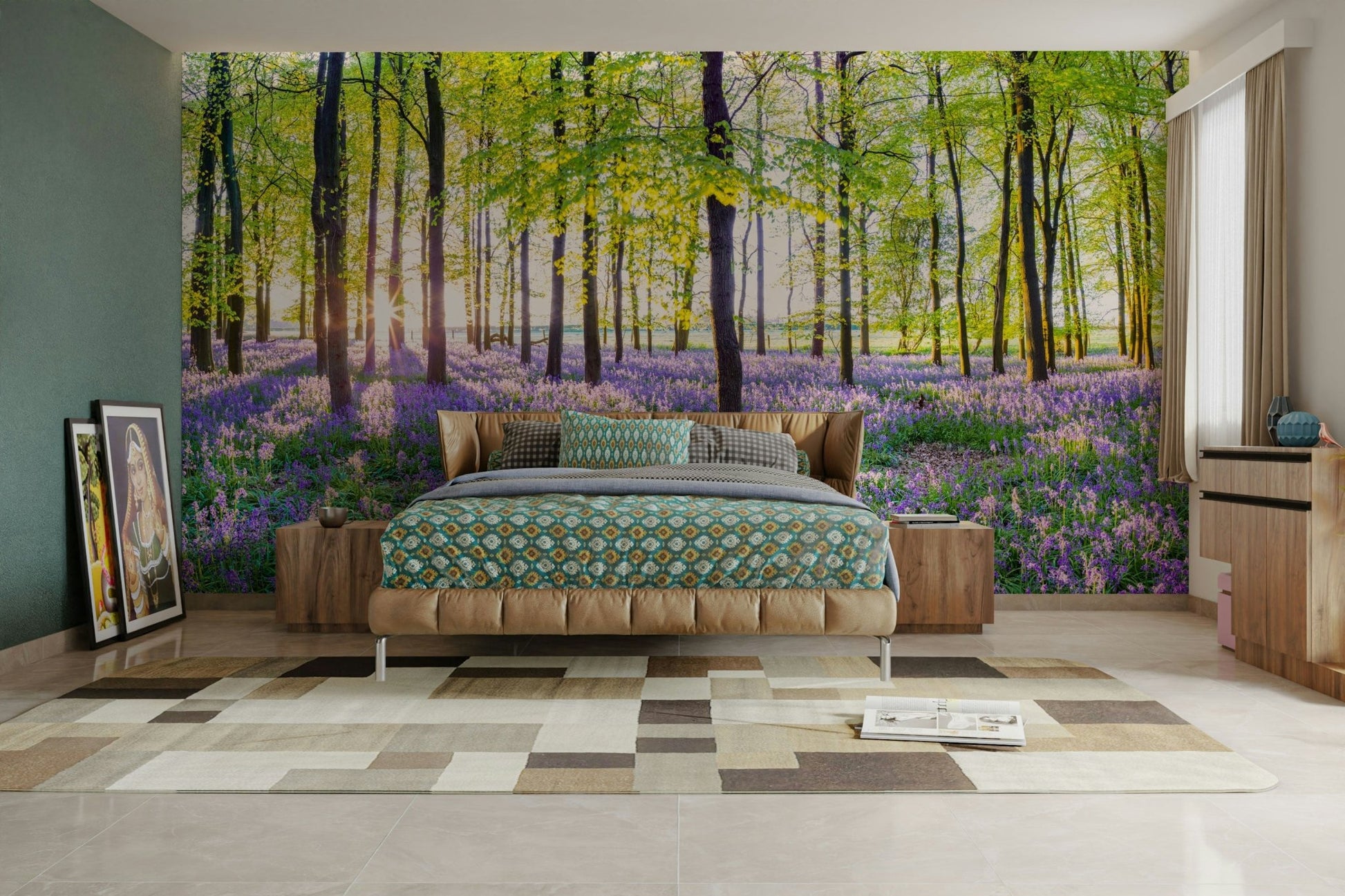 Blue flower forest wallpaper for walls

