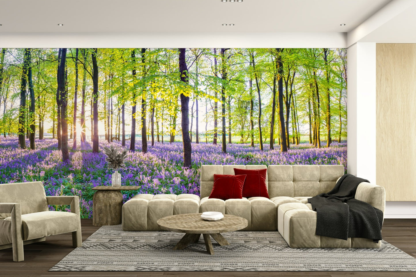 Bluebell path through woods wallpaper

