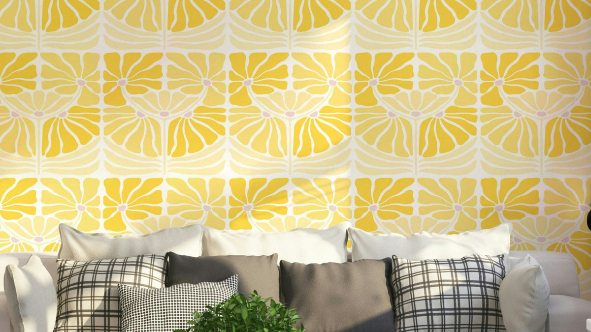 Sunlit daisies wallpaper with glowing floral design


