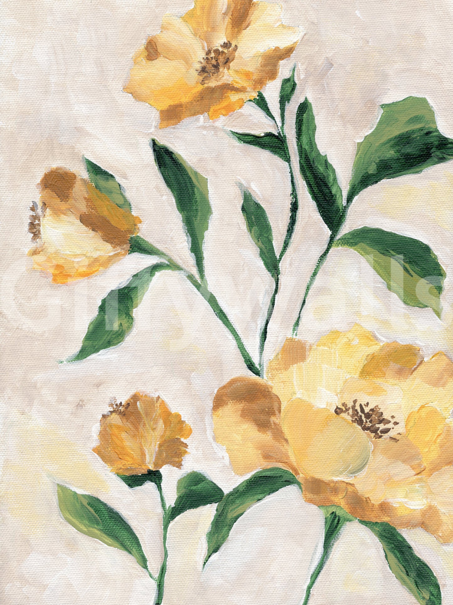 Solbelyst kronblade vægmaleri