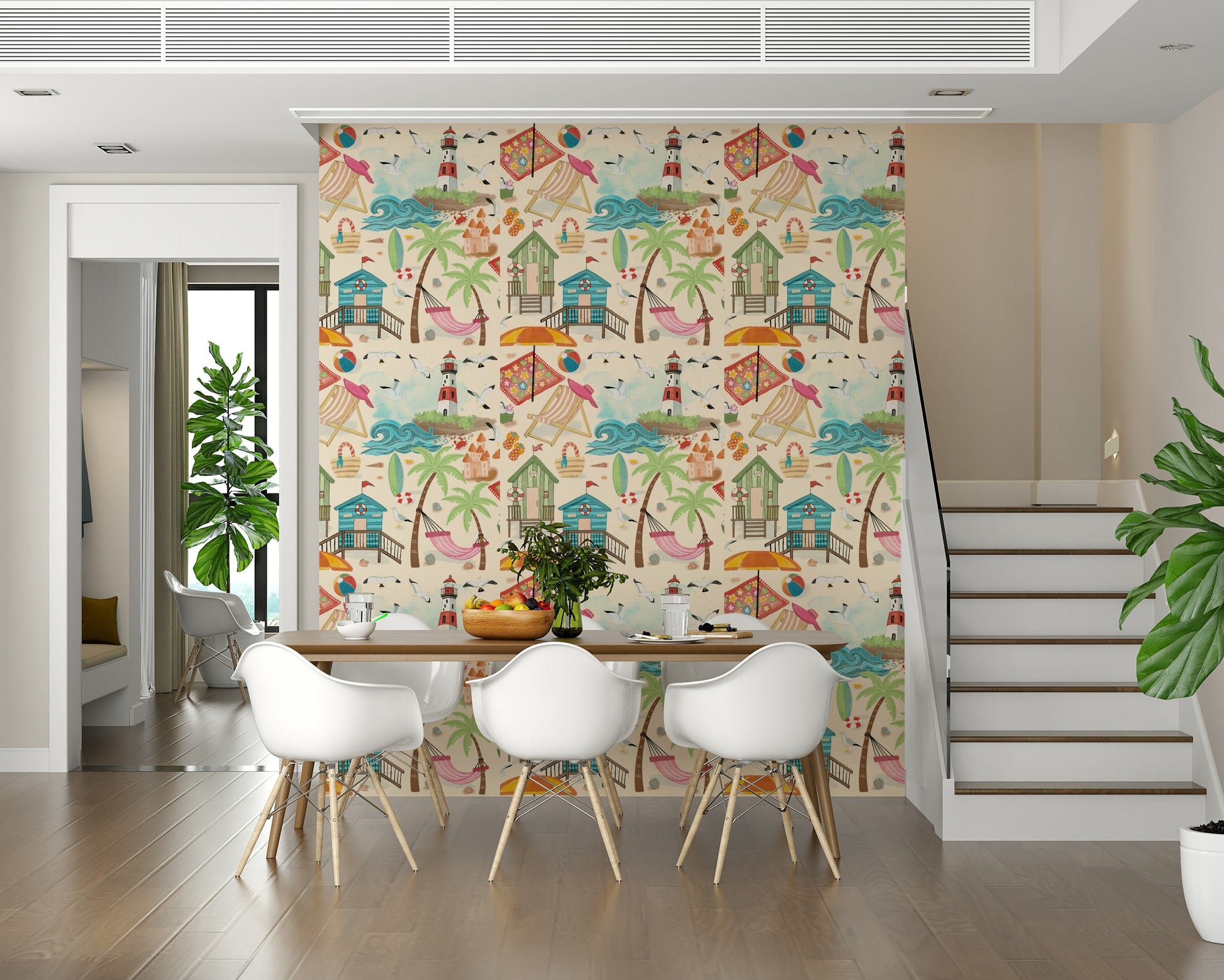 Seaside Escape Wallpaper — tranquil beach and ocean views in soft, natural colors.