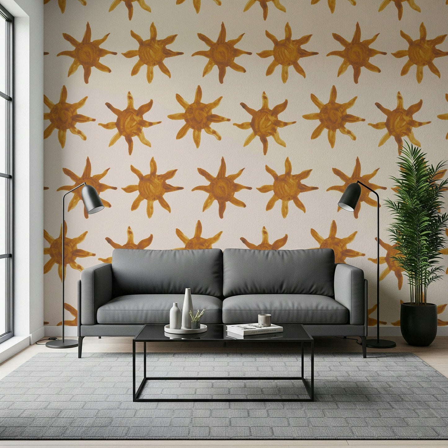 Hand-painted sunny brushstrokes forming a bright, uplifting design.
