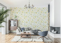 Vibrant Sunny Meadow floral pattern wallcovering.