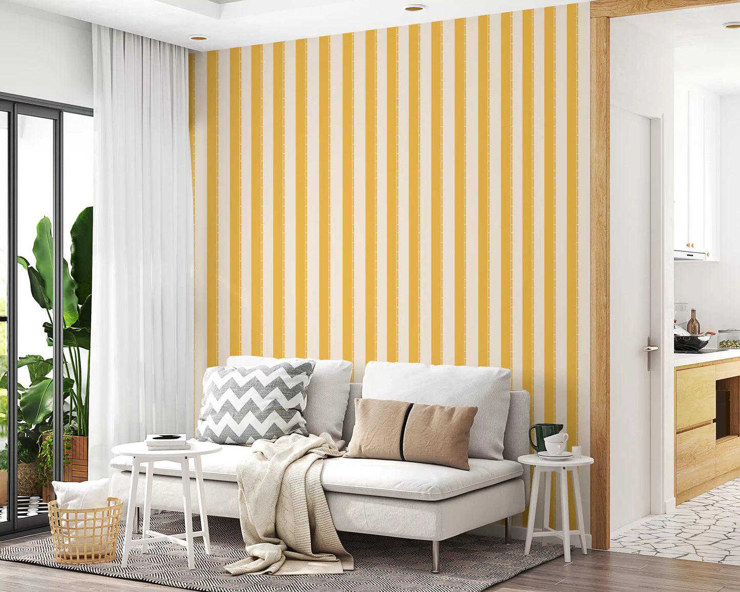 Minimalist Sunny Stripes Wallpaper for modern hallway.