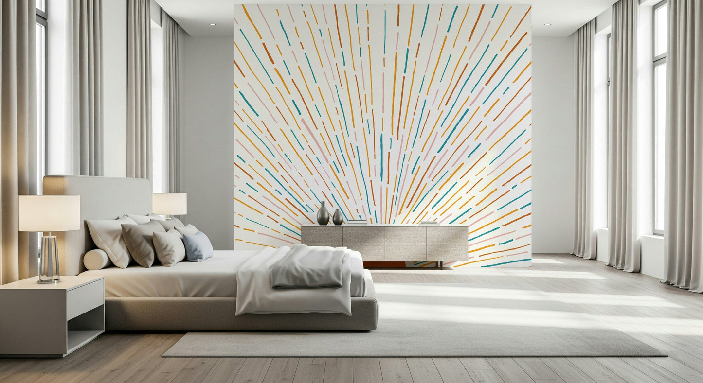 An artistic minimalist form mural for home decor.