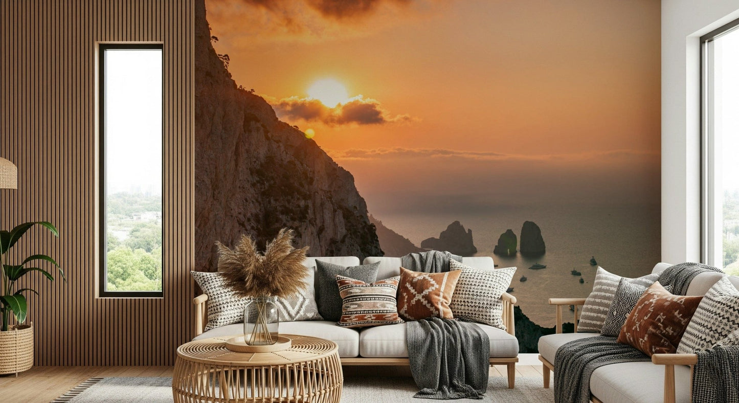 Mediterranean coast wall mural at sunrise
