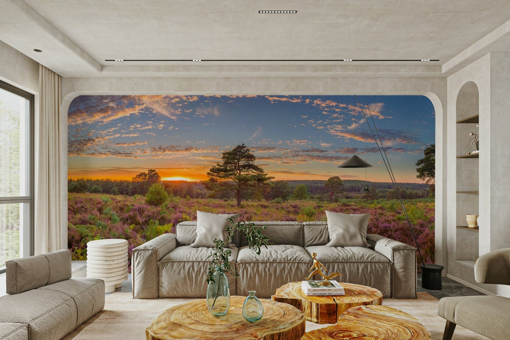 A close-up view shows the soft lines and details of the flowers and plants.

