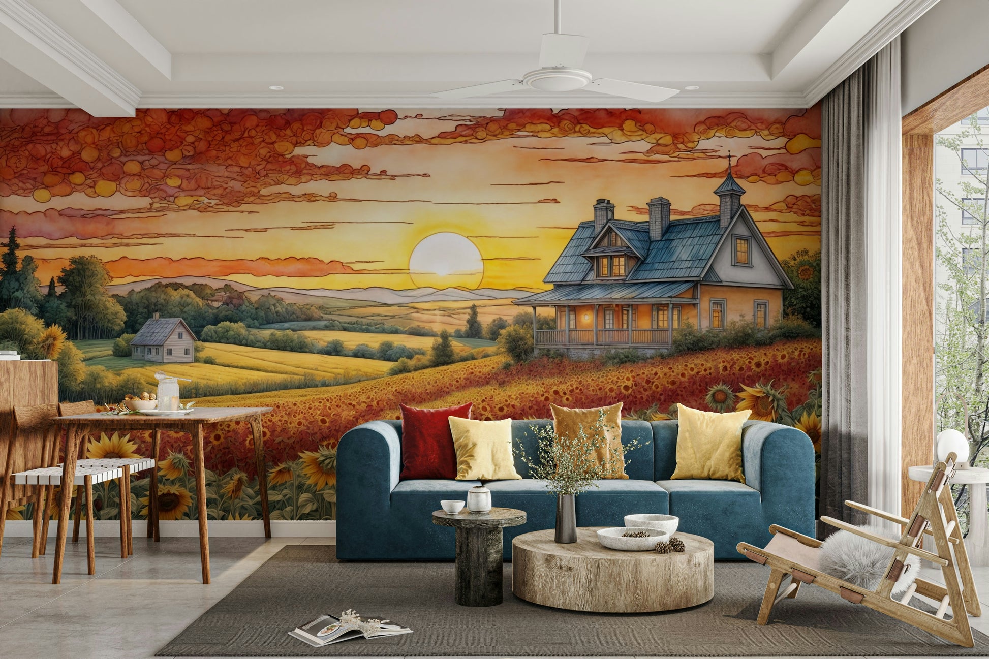 A high-quality print of a tranquil garden.

