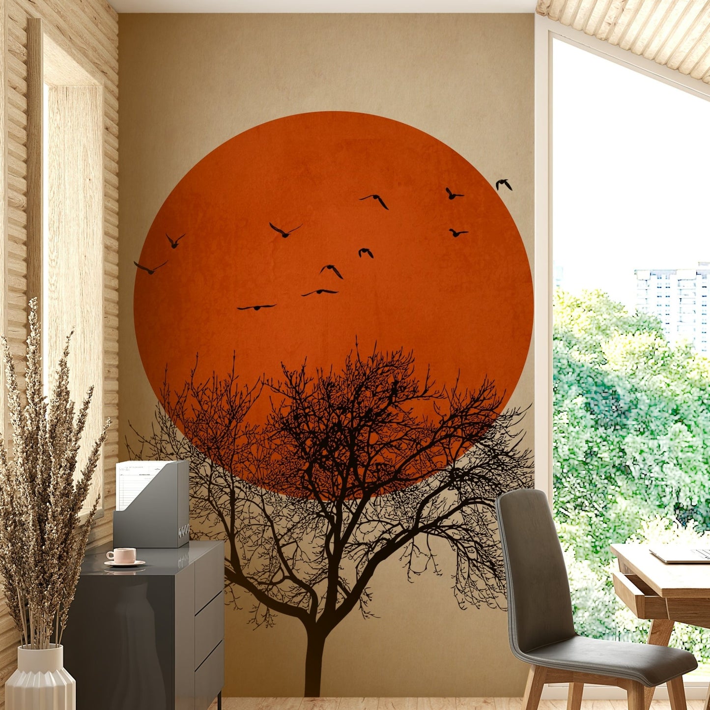 A luminous and uplifting wall mural.
