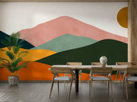 The colors are a warm palette of oranges, soft pinks, and yellows.

