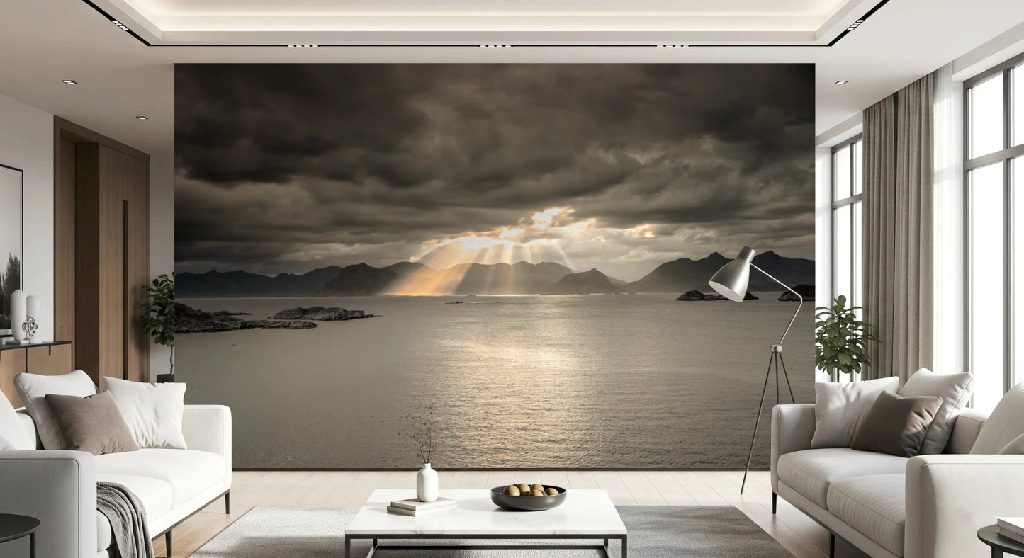 Sunset of Norwegian Fjord Wall Mural