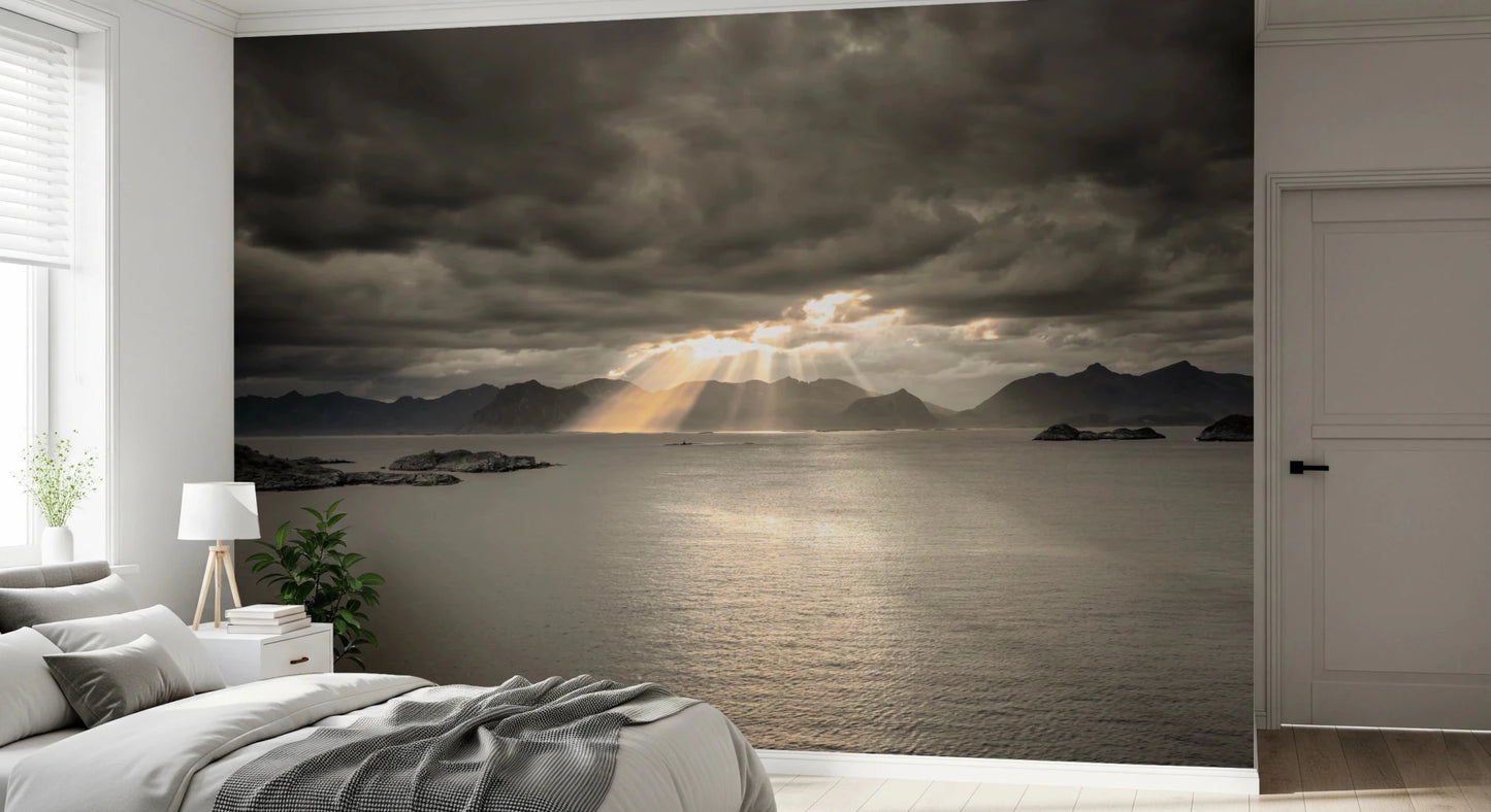 Sunset of Norwegian Fjord Wall Mural
