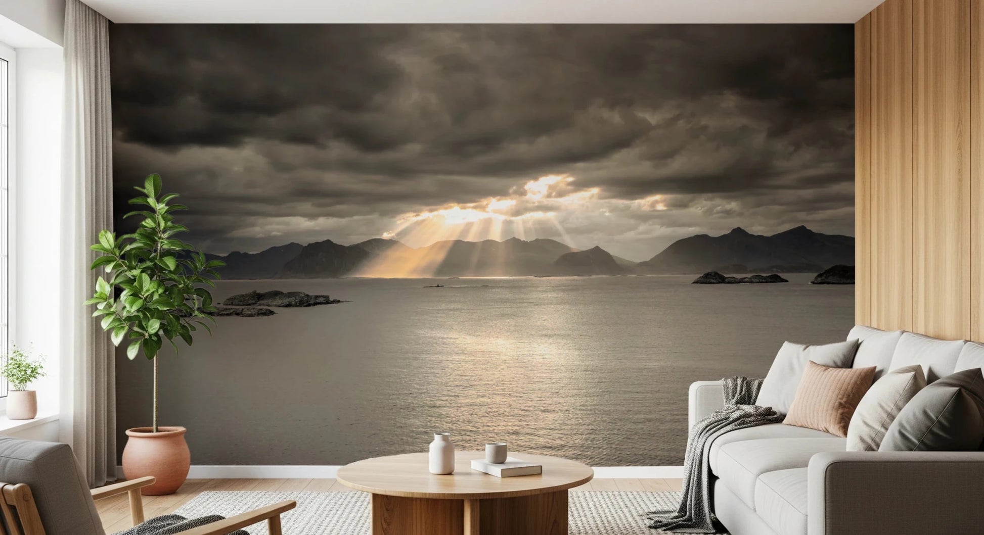 Sunset of Norwegian Fjord Wall Mural