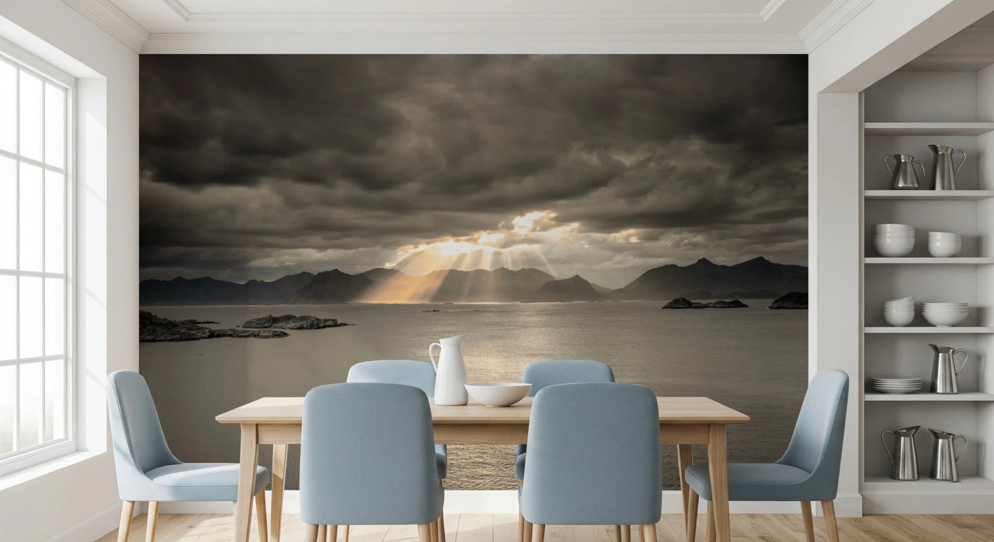 Sunset of Norwegian Fjord Wall Mural