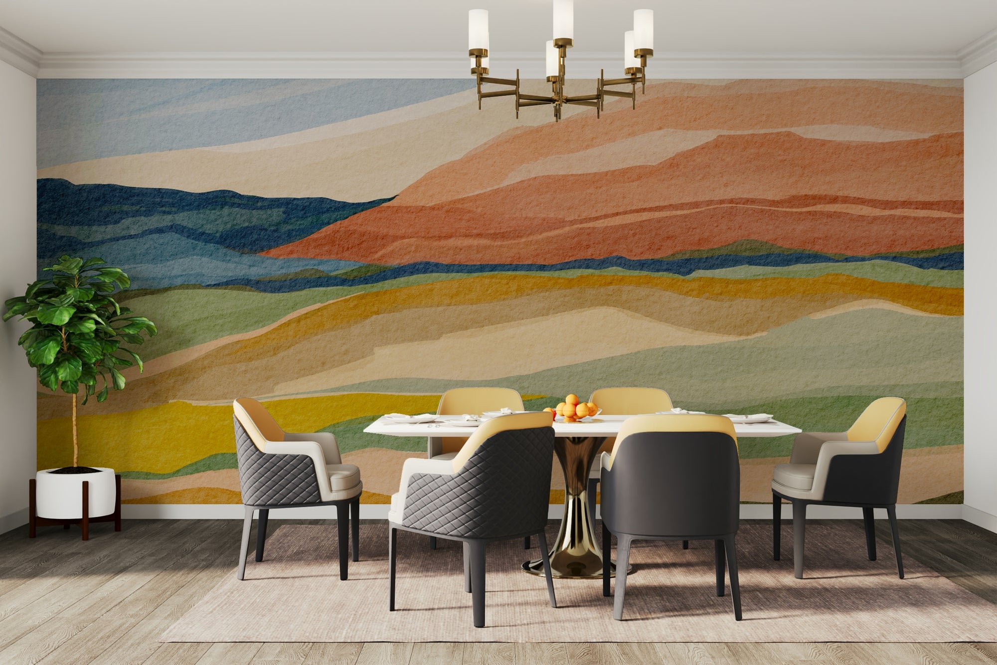 Sunset Over the Hills wall mural

