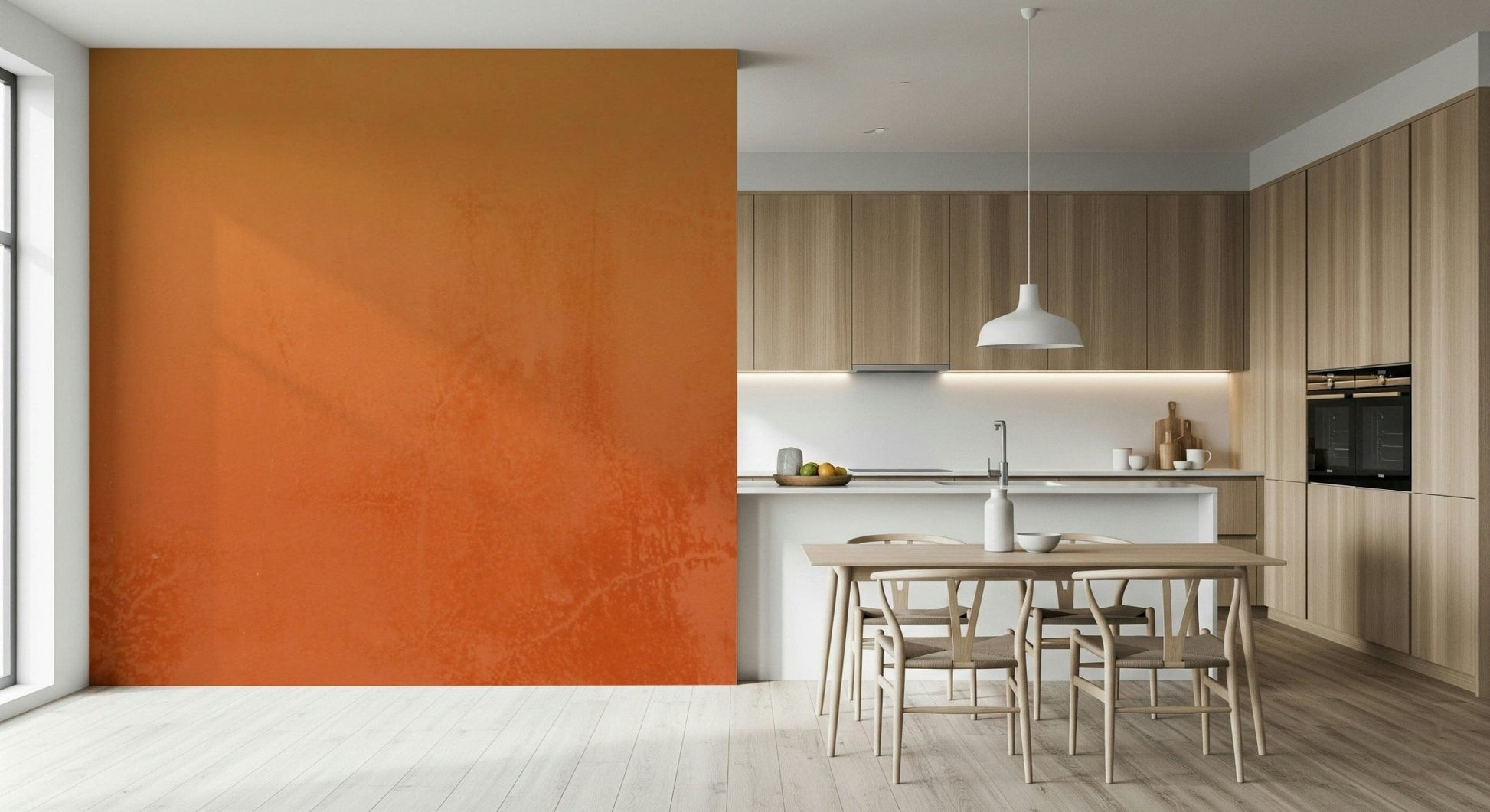 Vibrant orange sunset wall mural with warm depth