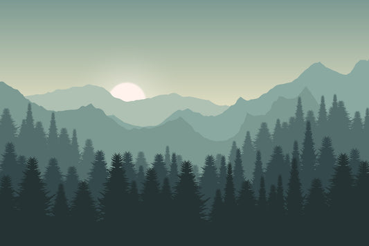 Dark Sunset Mountains Tapete Wandbild