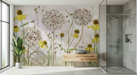 A contemplative floral pattern wallpaper mural for a feature wall.

