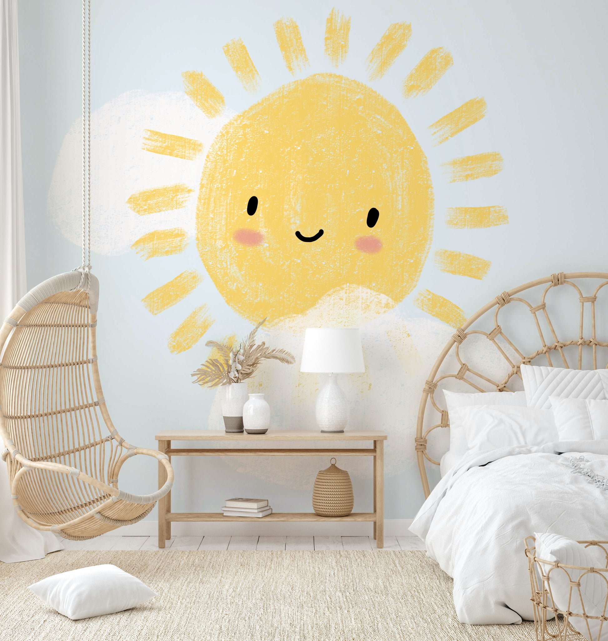Light blue background sun wall mural


