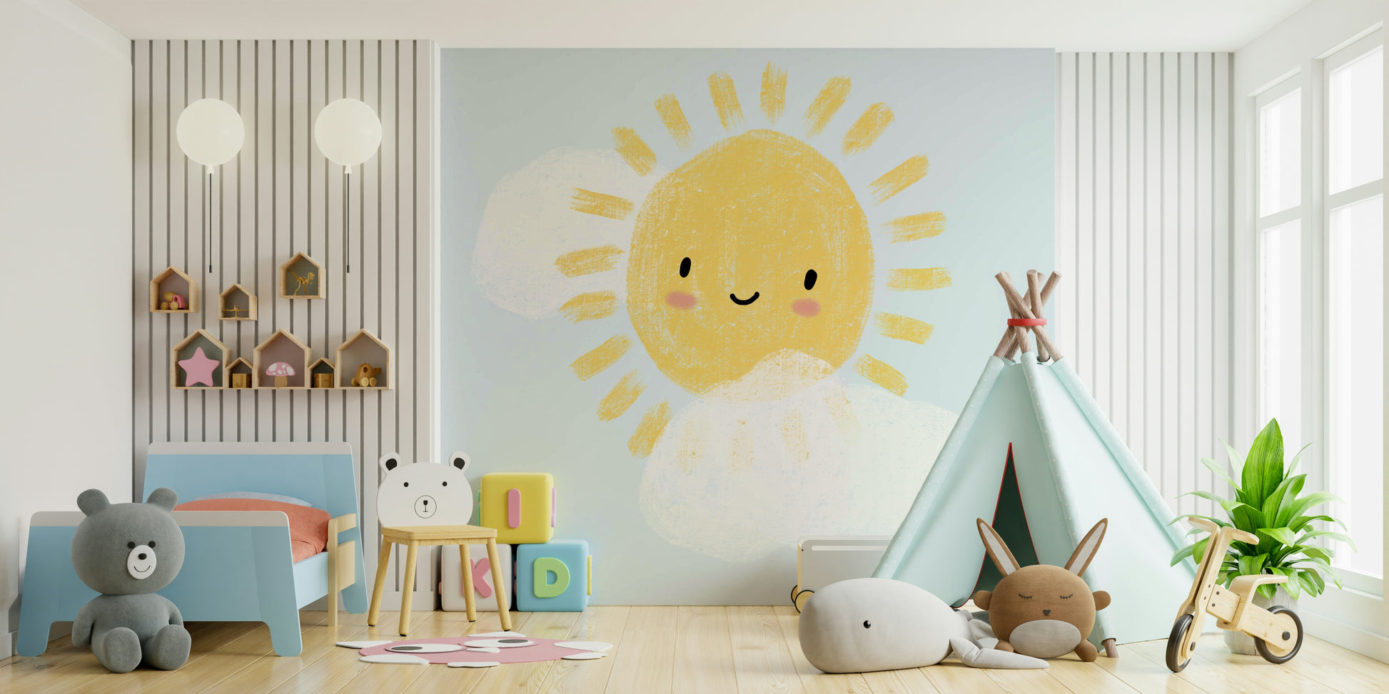 Sunshine pastel sky wallpaper for nursery

