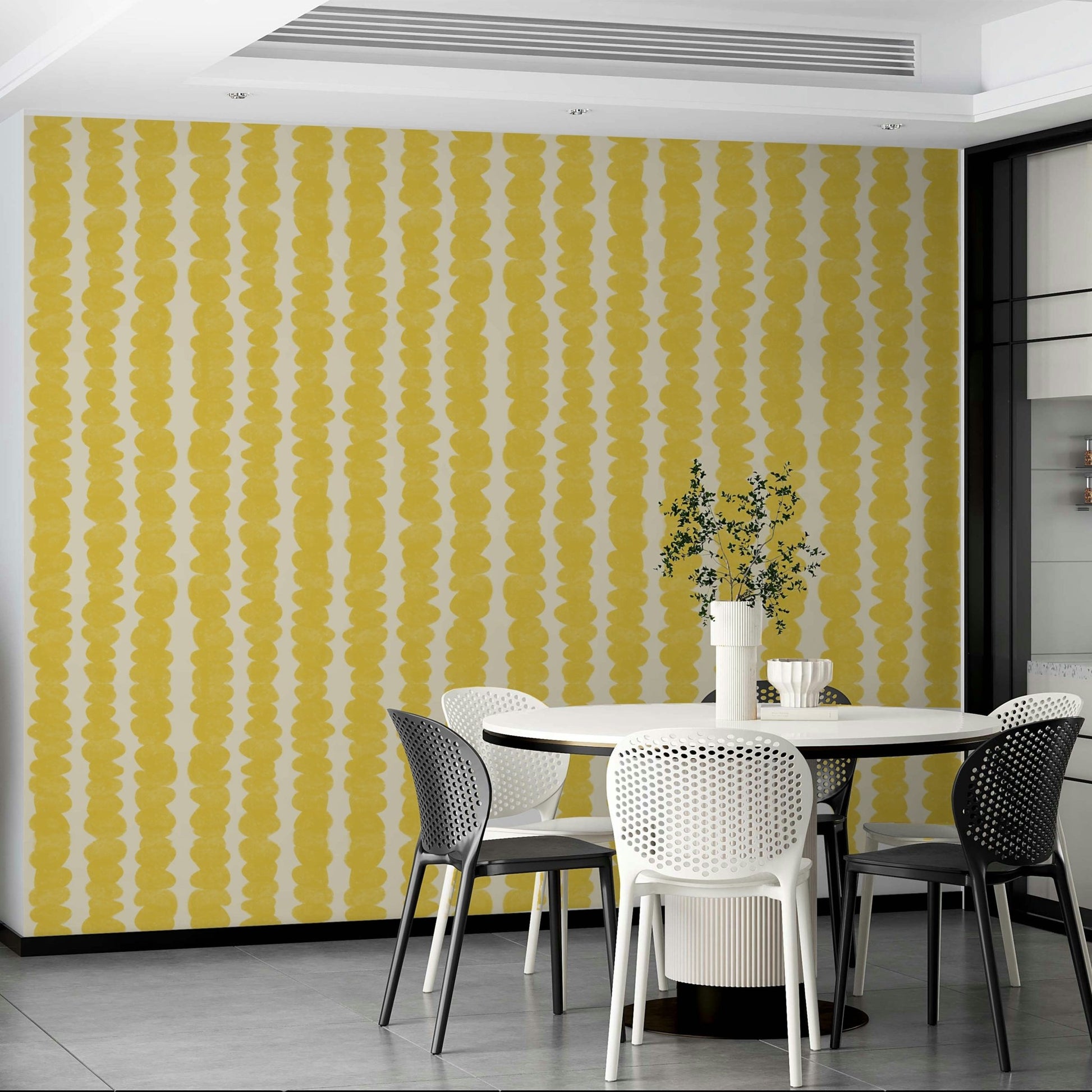 Peel-and-stick Sunshine Stacks wallpaper for easy application

