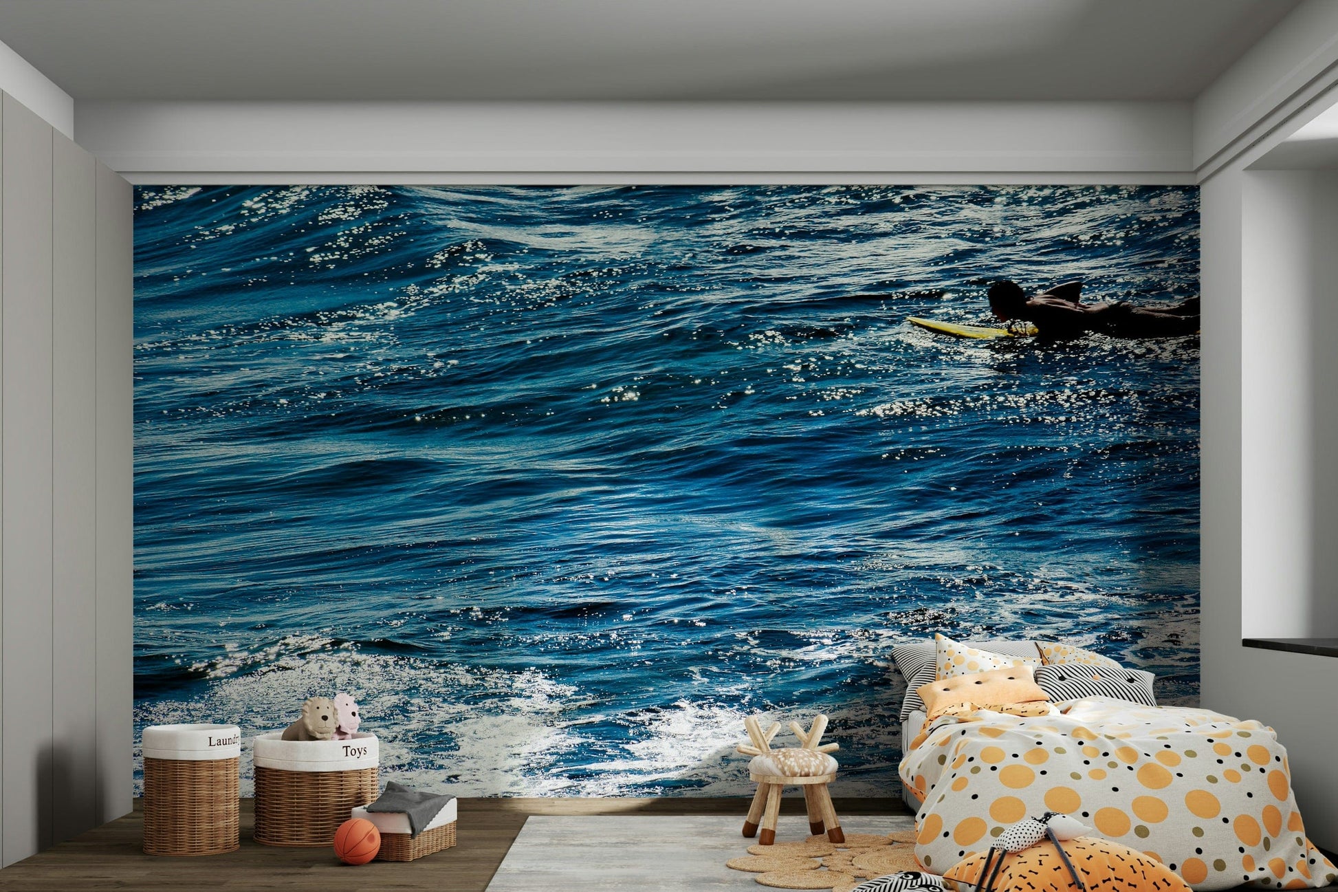A contemplative directional wallpaper mural for a feature wall.

