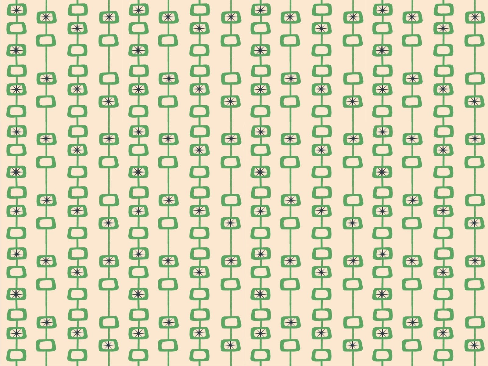 Grüne Leinen Mitte des Jahrhunderts Atomkugeln Tapete