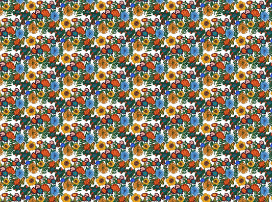 Retro 60s Blumen weißer Hintergrund Tapete