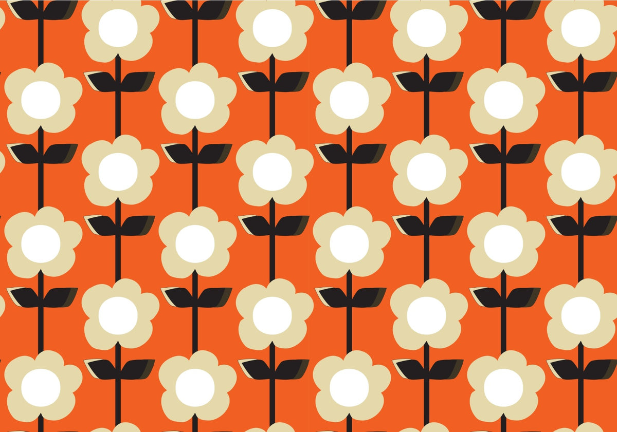 Retro Flower Orange Wallpaper in your room