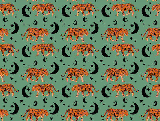 Chambre d'enfants Tiger Moon Green Wallpaper
