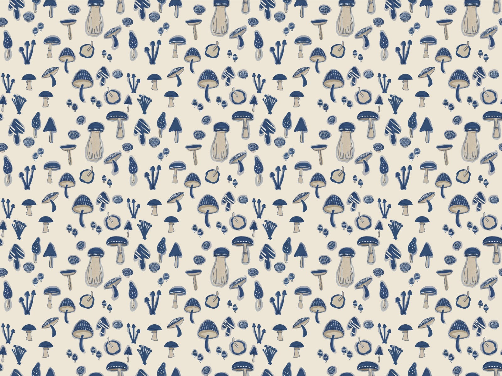 Watercolor funghi blu navy wallpaper