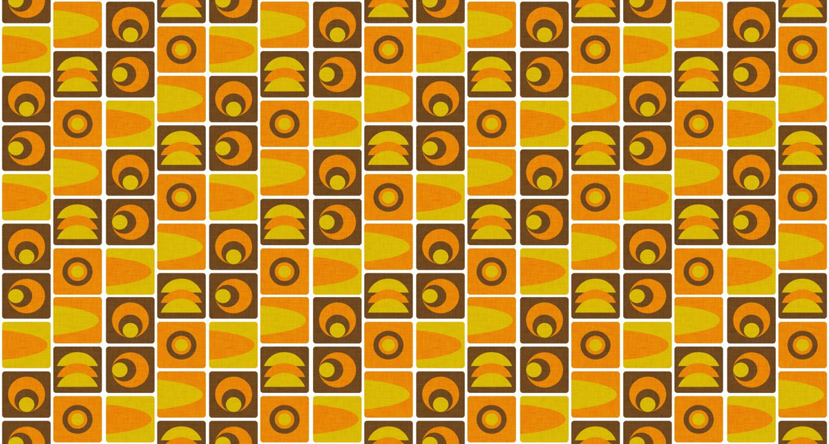 70S Cube Geo Brown Tapete