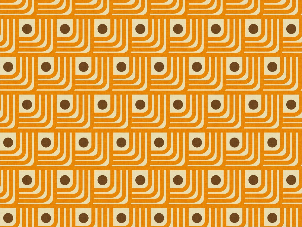70s Curve Orange Lines Brown Dots Wallpaper