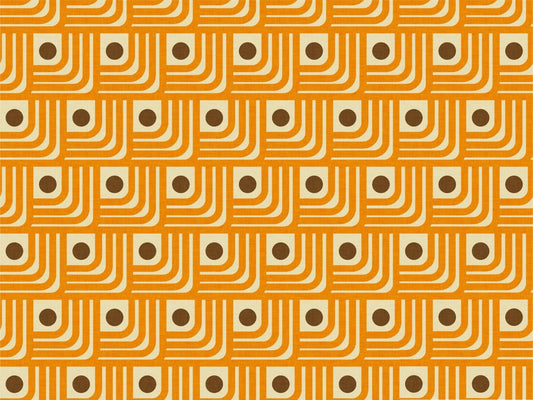 70'erne kurve orange linjer brune prikker tapet